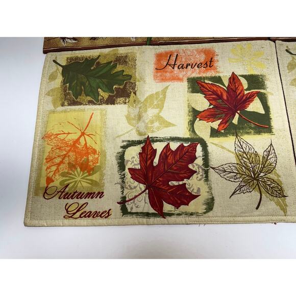 Fall Harvest Placemats Set Of 4 Cotton 13X18 Thanksgiving Decor Flaws See Photo - Picture 3 of 7